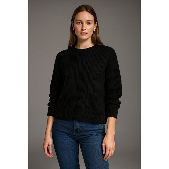N.O.W. Andrea Rosati Cashmere Sweater Women Black Ribbed Knit Italy Oversized M - Picture 1 of 14